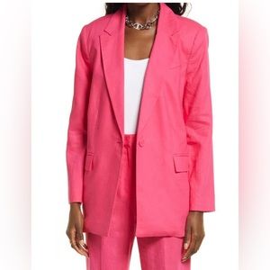 Open Edit pink linen blazer